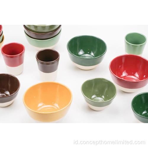 Set Dinner Stoneware Glaze Tunggal - Multi Warna